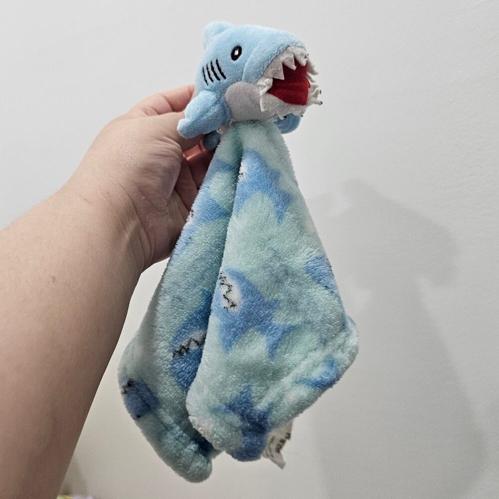 Sam Salem Son Blue Shark Lovey Plush Fleece Teeth Baby Waves Security Blanket